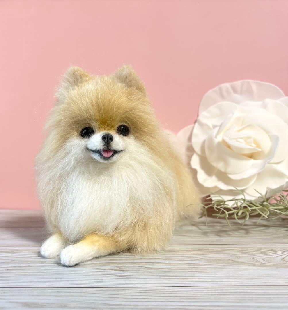 羊毛フェルト　おっとり顔のポメラニアン　no.54