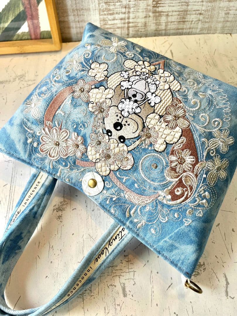 ロラライハリス♡SSライトブルーWデニム♡刺繍のちょこっとお出かけミニバッグ♡