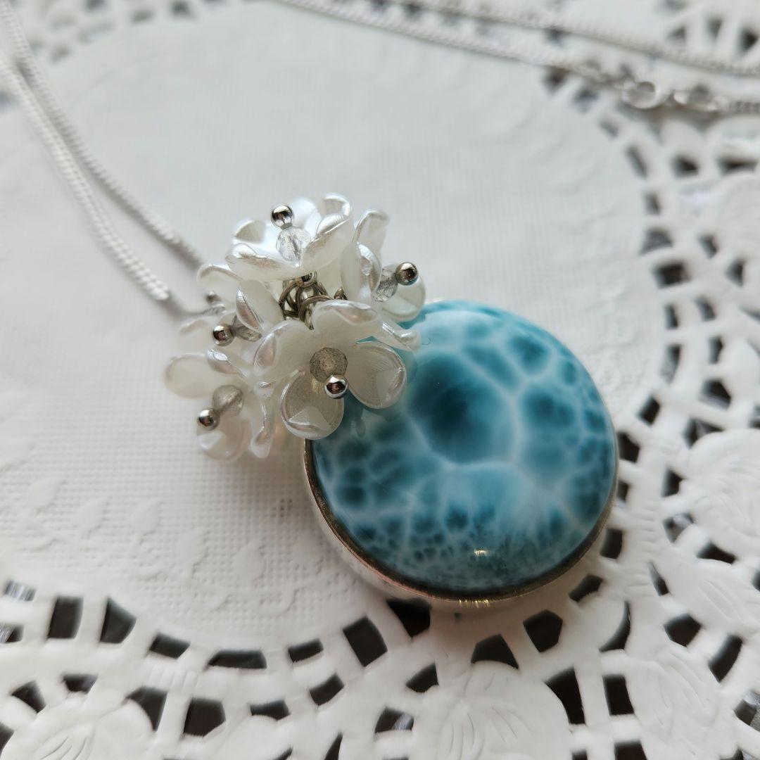 本日限定値下げ handmade ラリマー 天然石 紫陽花 ネックレス