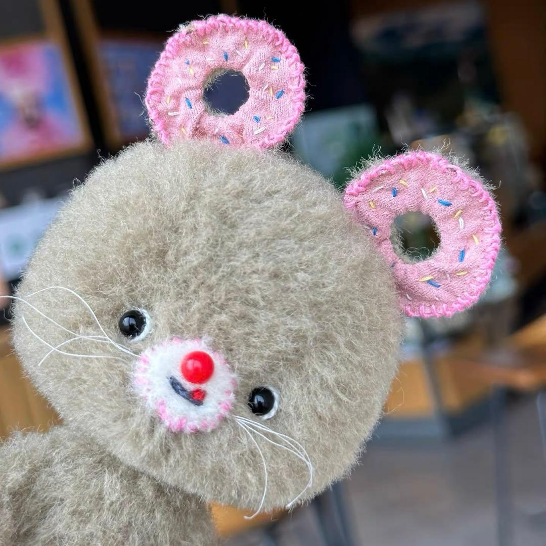 甘かわいいドーナツ仔鼠 アーティストベア ハンドメイド 海外作家様 ぬいぐるみ