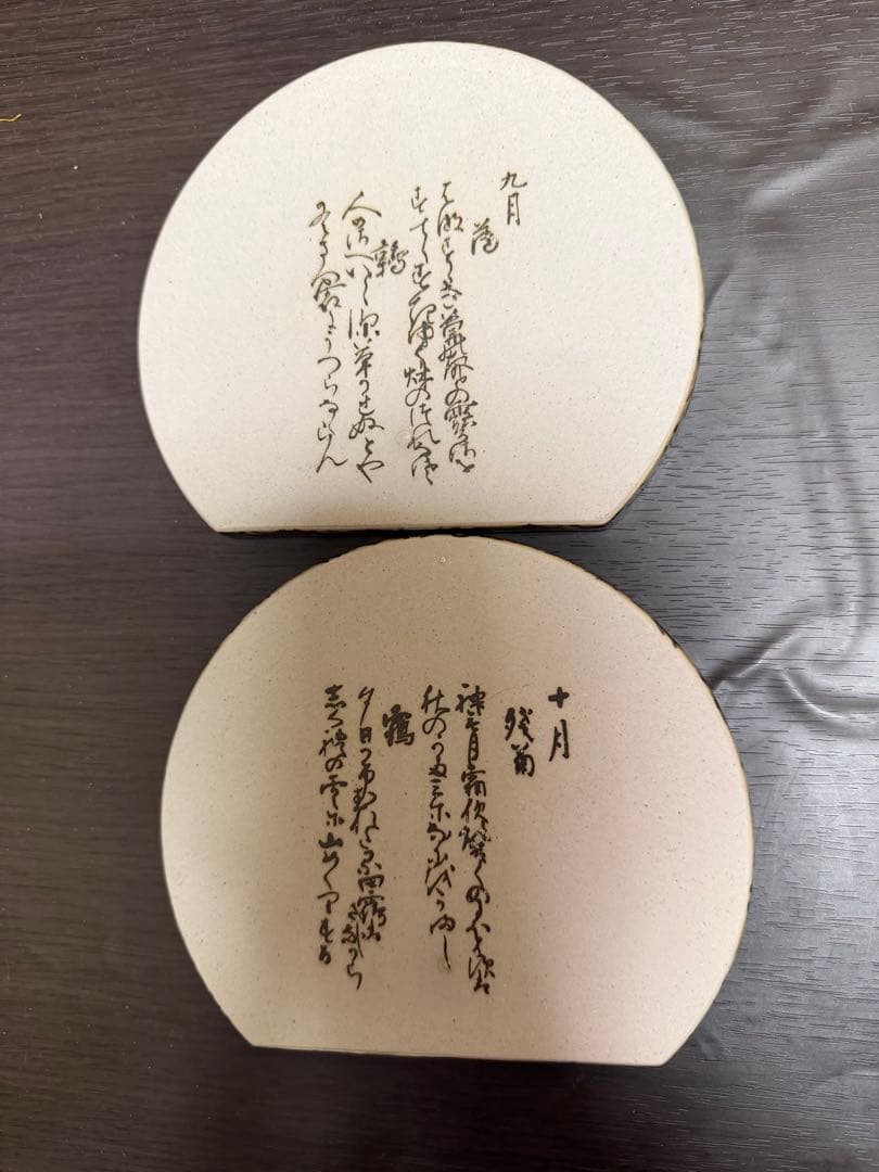 【未使用品】乾山写　定家詠十二ヶ月歌絵皿　平泉謹製　木箱入