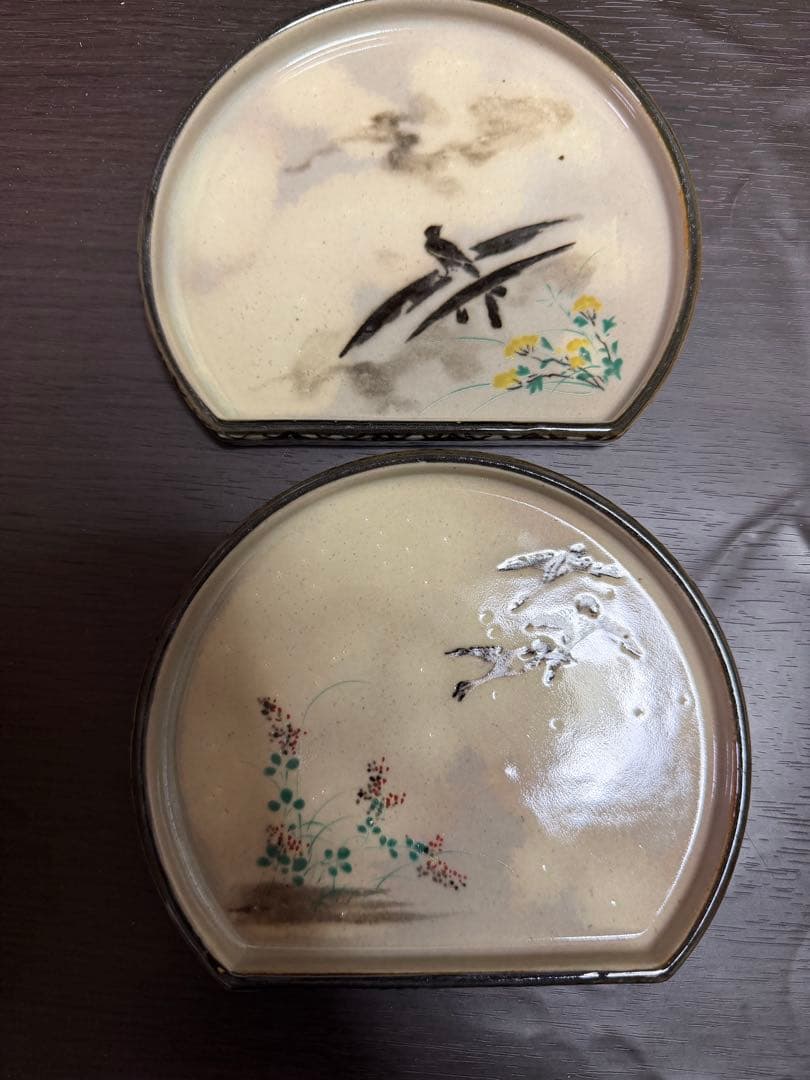【未使用品】乾山写　定家詠十二ヶ月歌絵皿　平泉謹製　木箱入