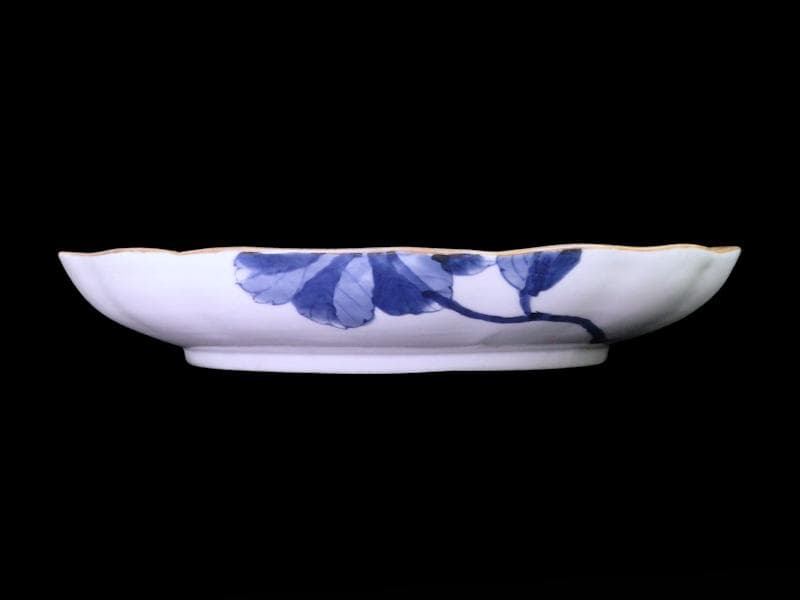 DAj 古伊万里　染付　菊花紋様の図　７寸皿