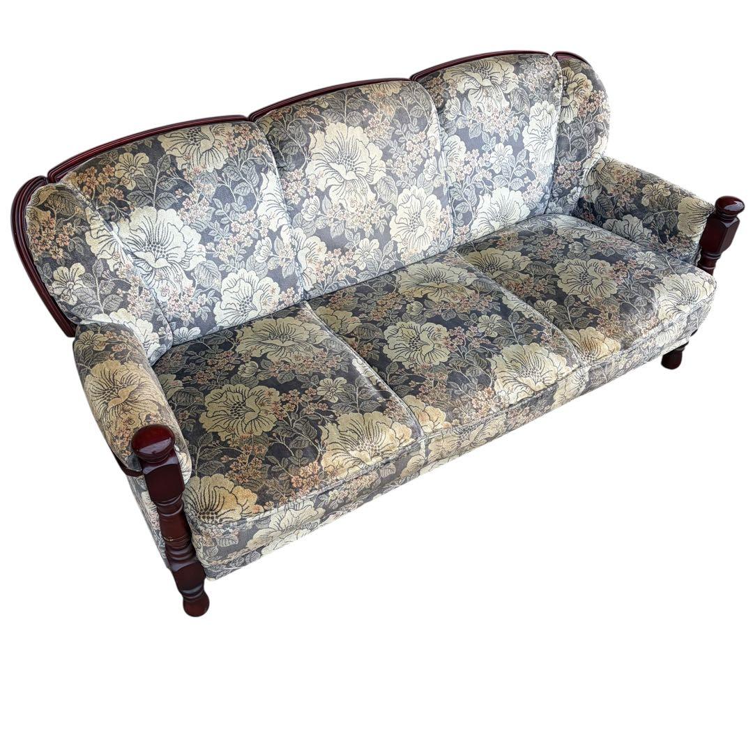 カリモク karimoku 3人掛 ソファ 花柄 金華山 コロニアル