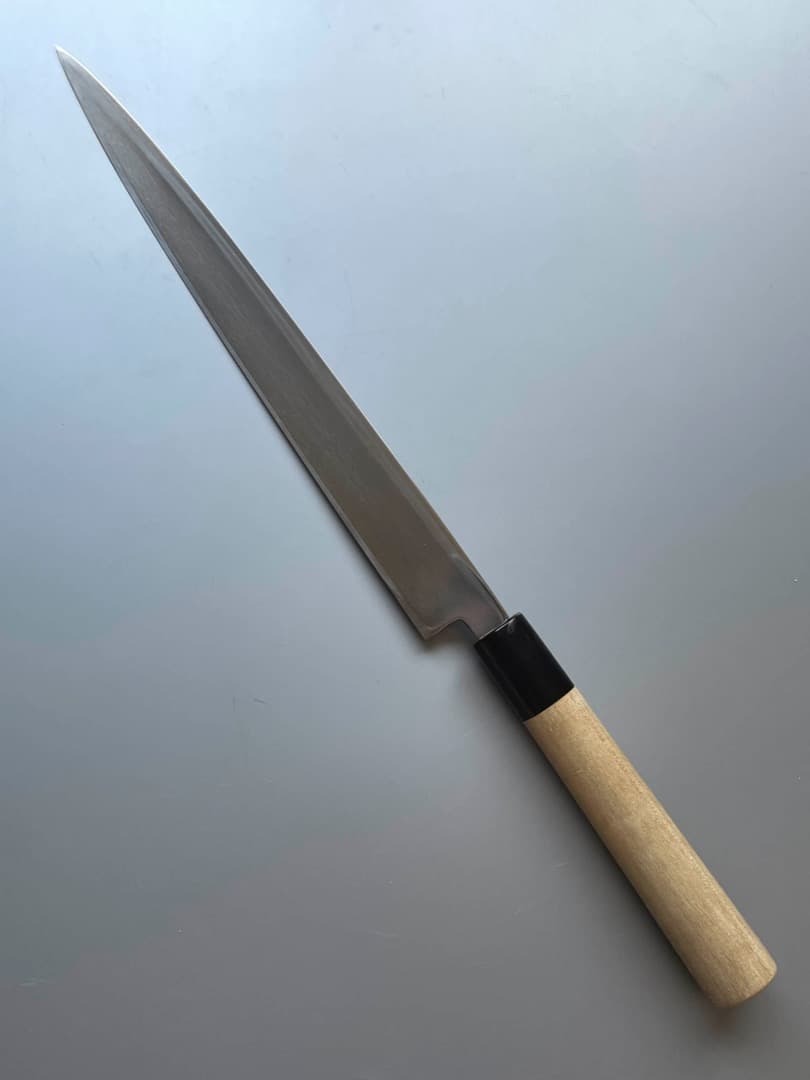 京都 有次 本焼 純日本鋼 柳刃包丁 一尺弱 新品水牛柄・鞘付き
