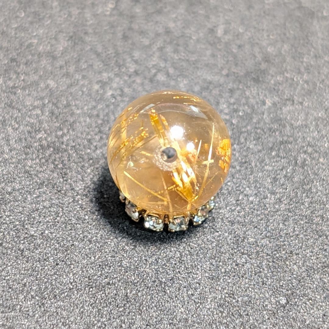 一点物 【豪快な太金針】ゴールドタイチンルチル 10ミリ 1粒売り お守り石