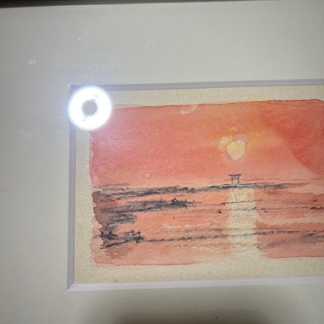 《夕日》《白樺林 》水彩画 風景画 原画 秋の風景 水彩画 原画