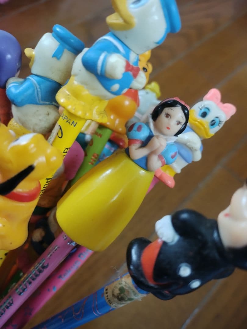 東京ディズニーランド日本製ソフビマスコット人形付えんぴつ16本セット未使用レトロ