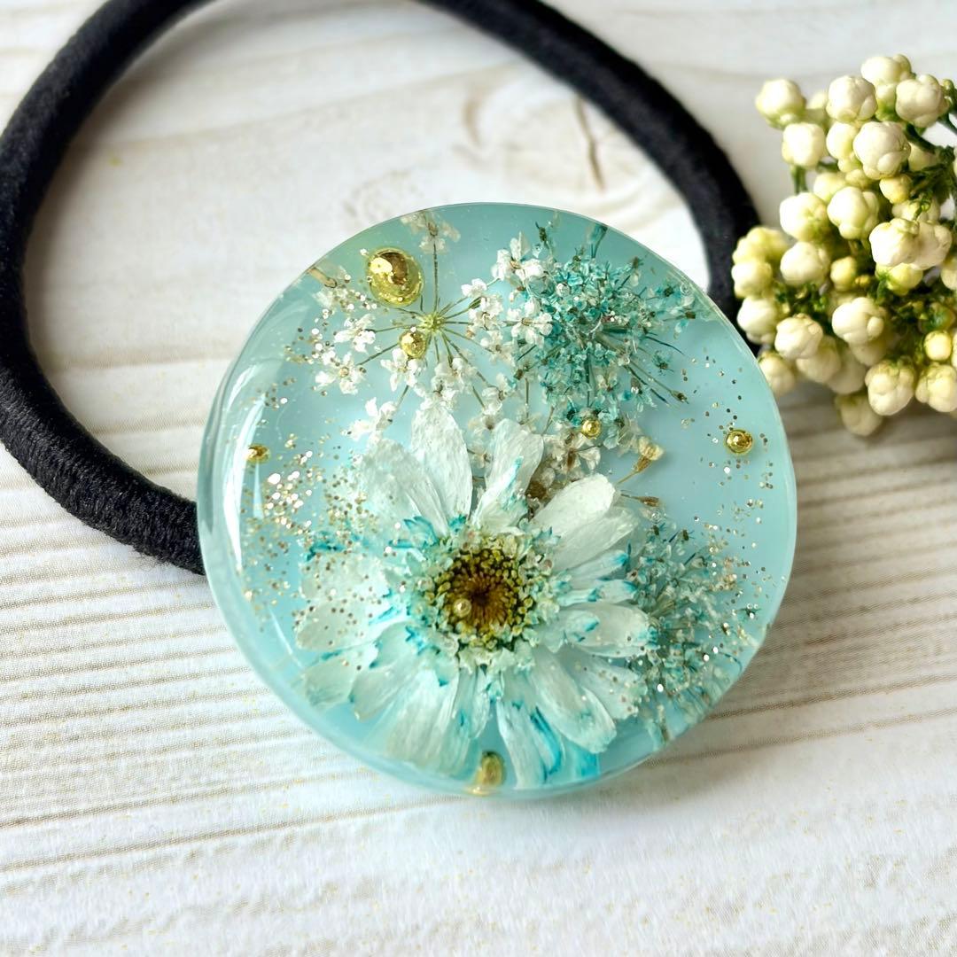 メル30077 ハンドメイド　レジン　花ヘアゴム