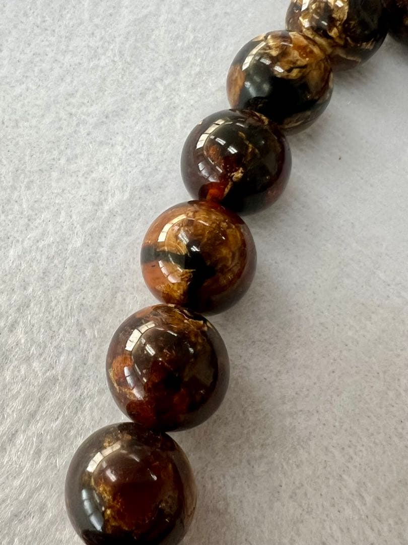 虎琥珀　14mm 数珠　超希少　未完成品