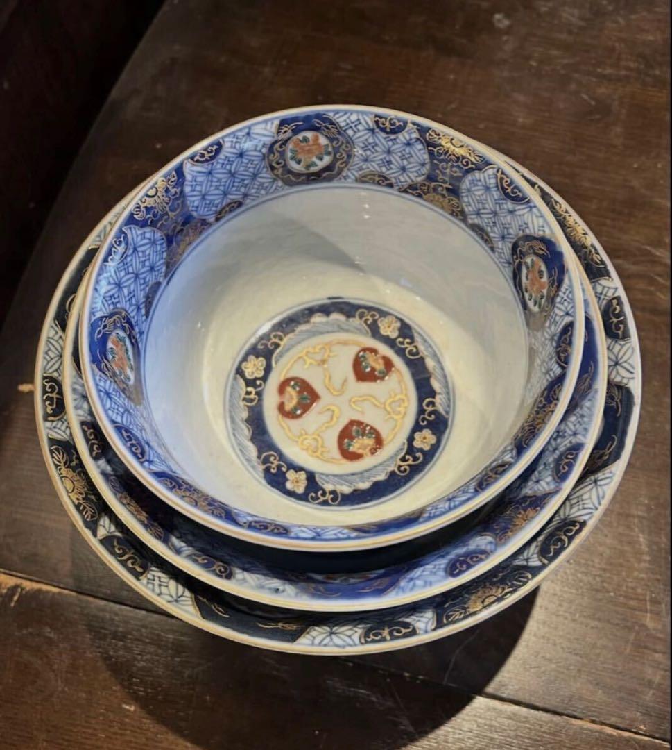 古伊万里 器 染付 3客 煮物碗 骨董 鉢 3皿セット