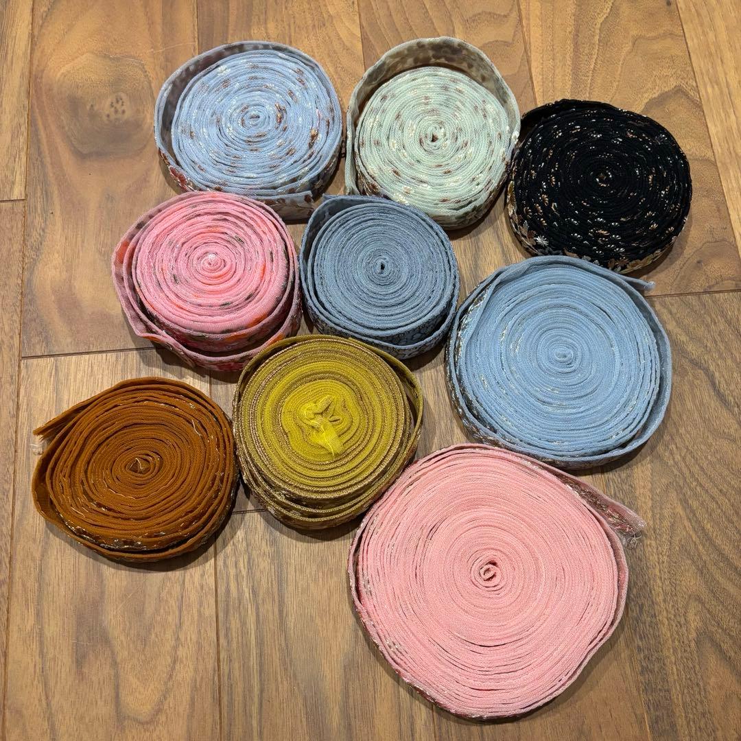 インド刺繍リボン　ハンドメイド　花柄　ロール　チュール　資材
