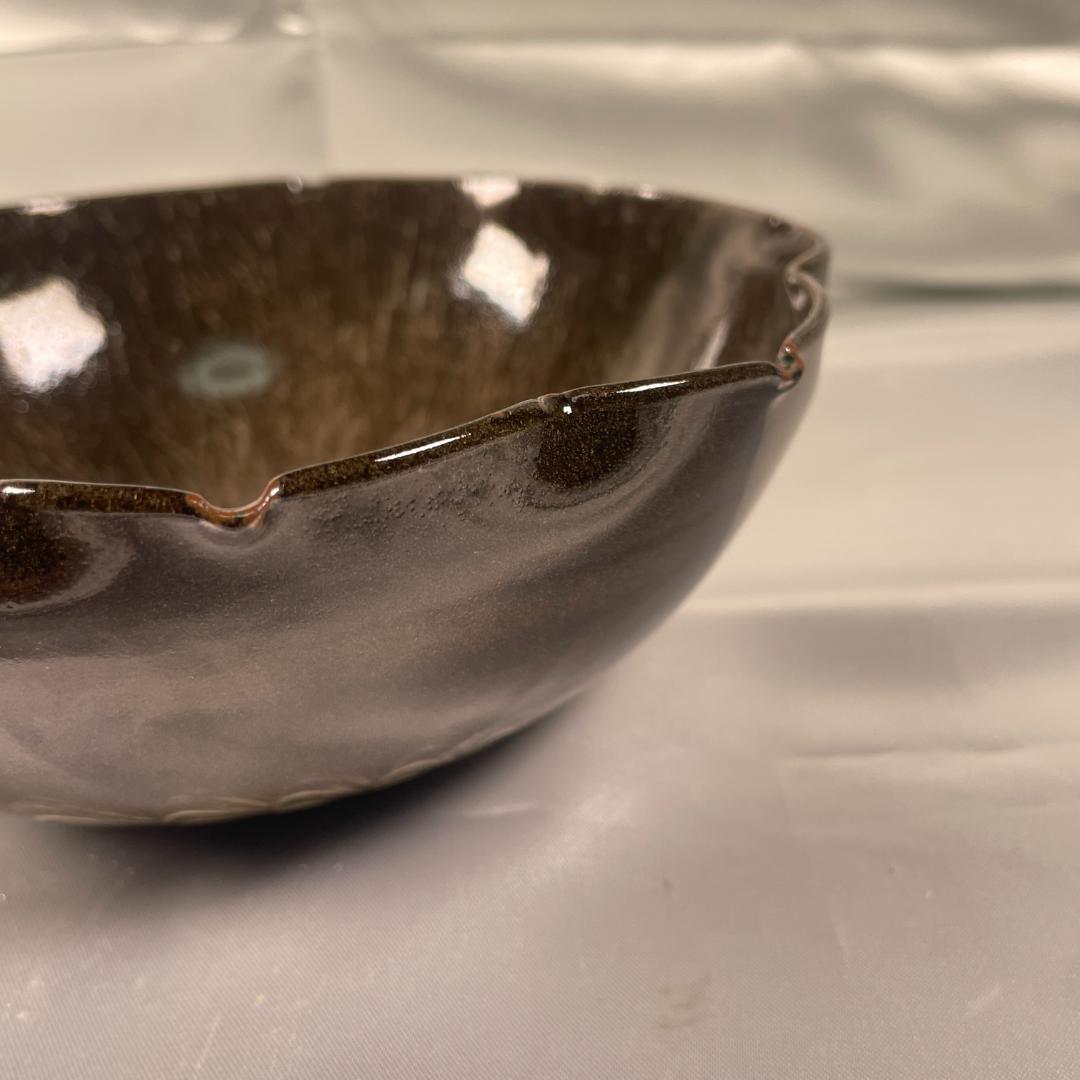菓子鉢 茶器 茶道具 現川焼 十三代 臥牛窯 深鉢 無形文化財 刷毛目 木箱付き