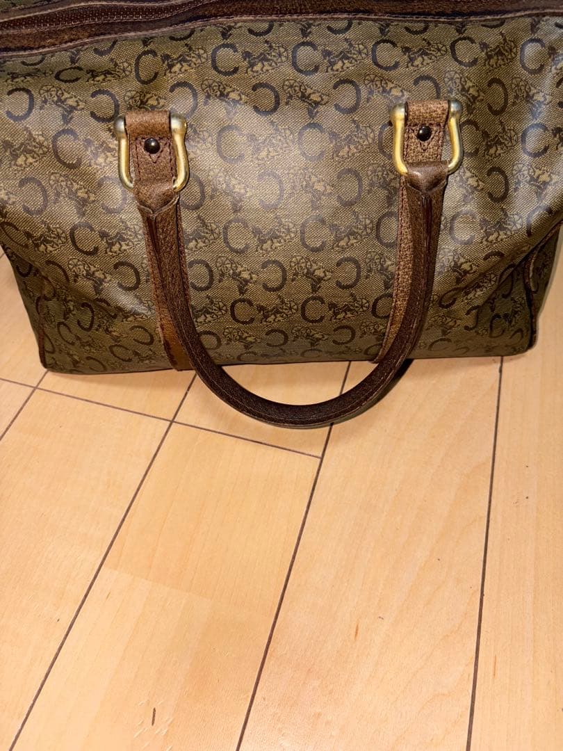 セリーヌ CELINE ボストンバッグ ヴィンテージ 馬車ロゴ 大容量 レザー