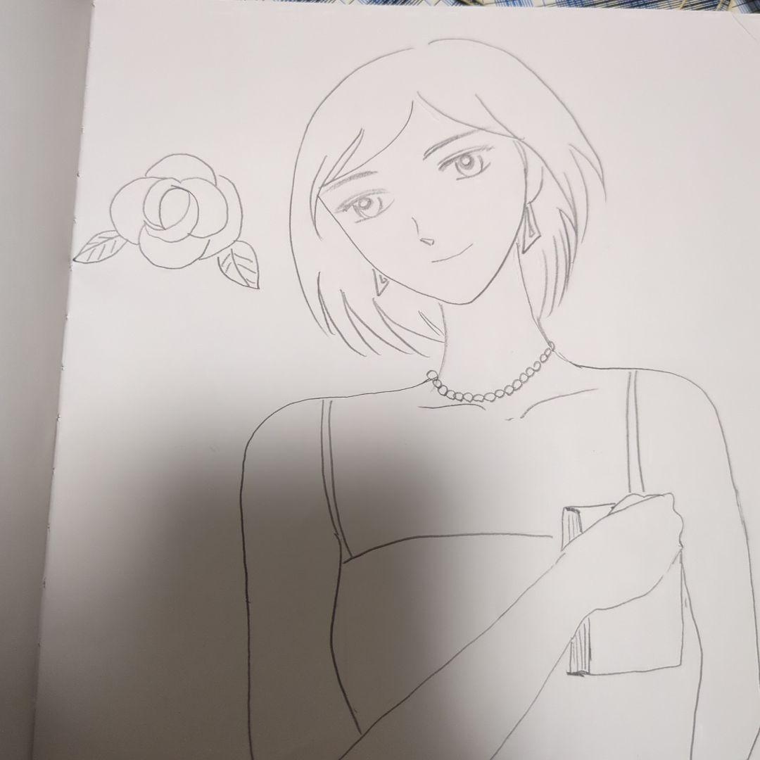 女性のポートレート線画イラスト
