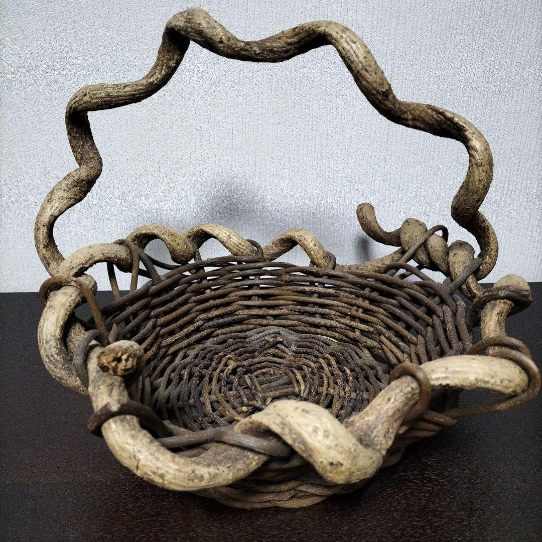 つるかご　工芸品　ヴィンテージ　黒葛　くろかずら