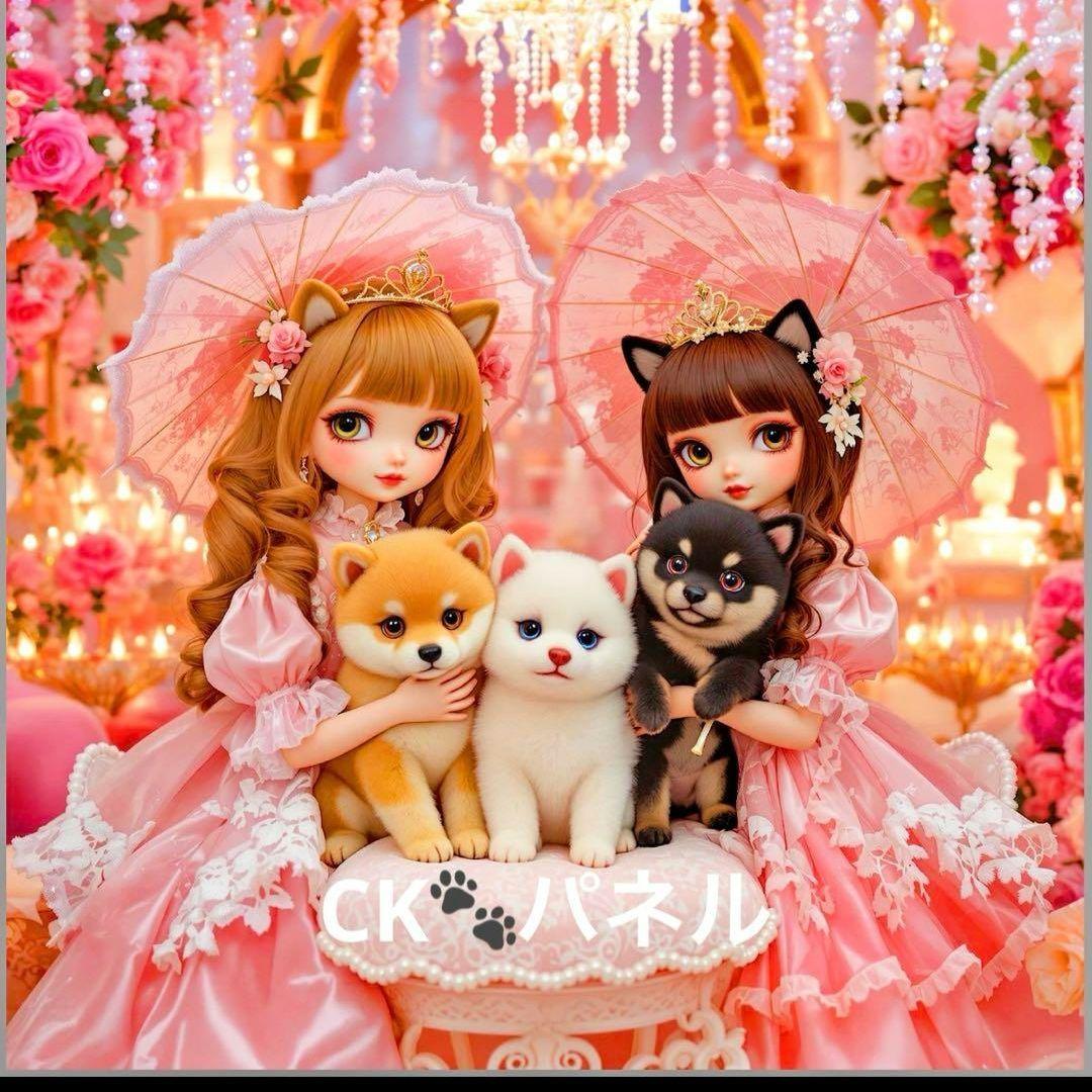 激レア柴犬と女の子パネル生地　ハンドメイド