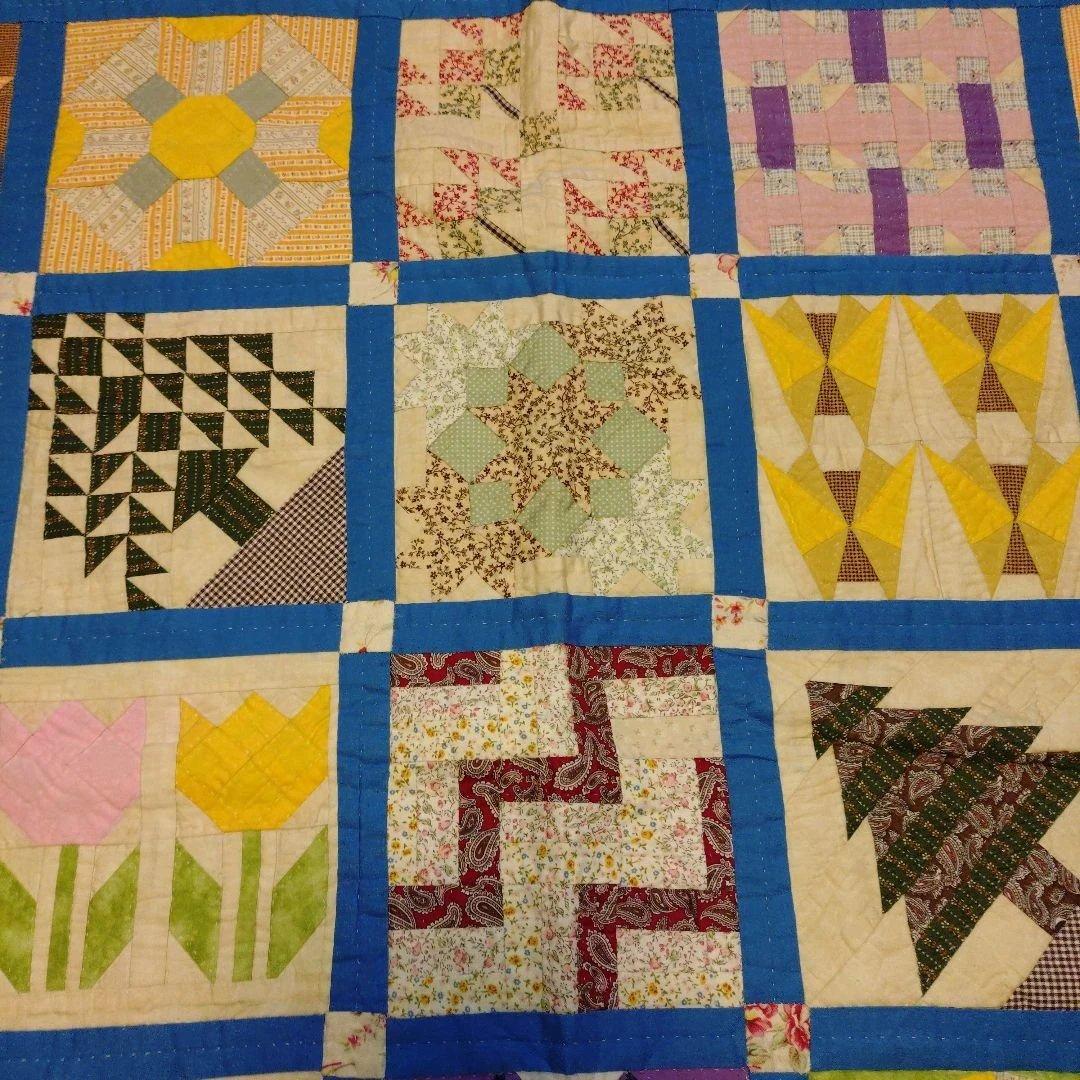サンプラーキルト ハンドメイド　パッチワーク　大判　ヴィンテージ