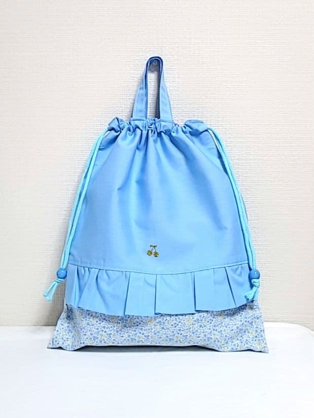 yume様☆専用88.入園入学セット　女の子　水色 小花柄 フリル付き
