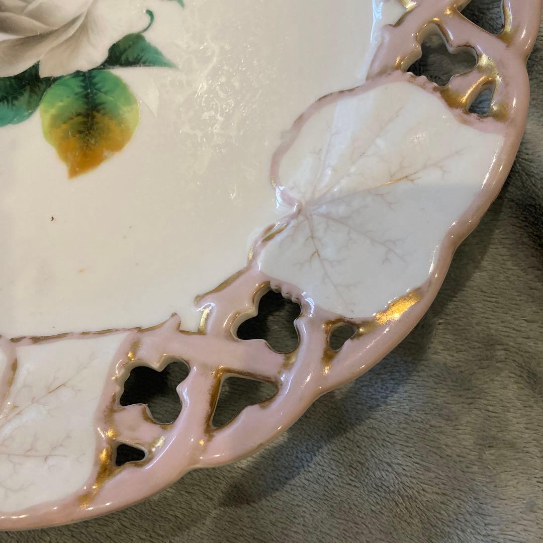 花柄陶磁器皿　KPM 飾り皿　アンティーク　透かし彫り