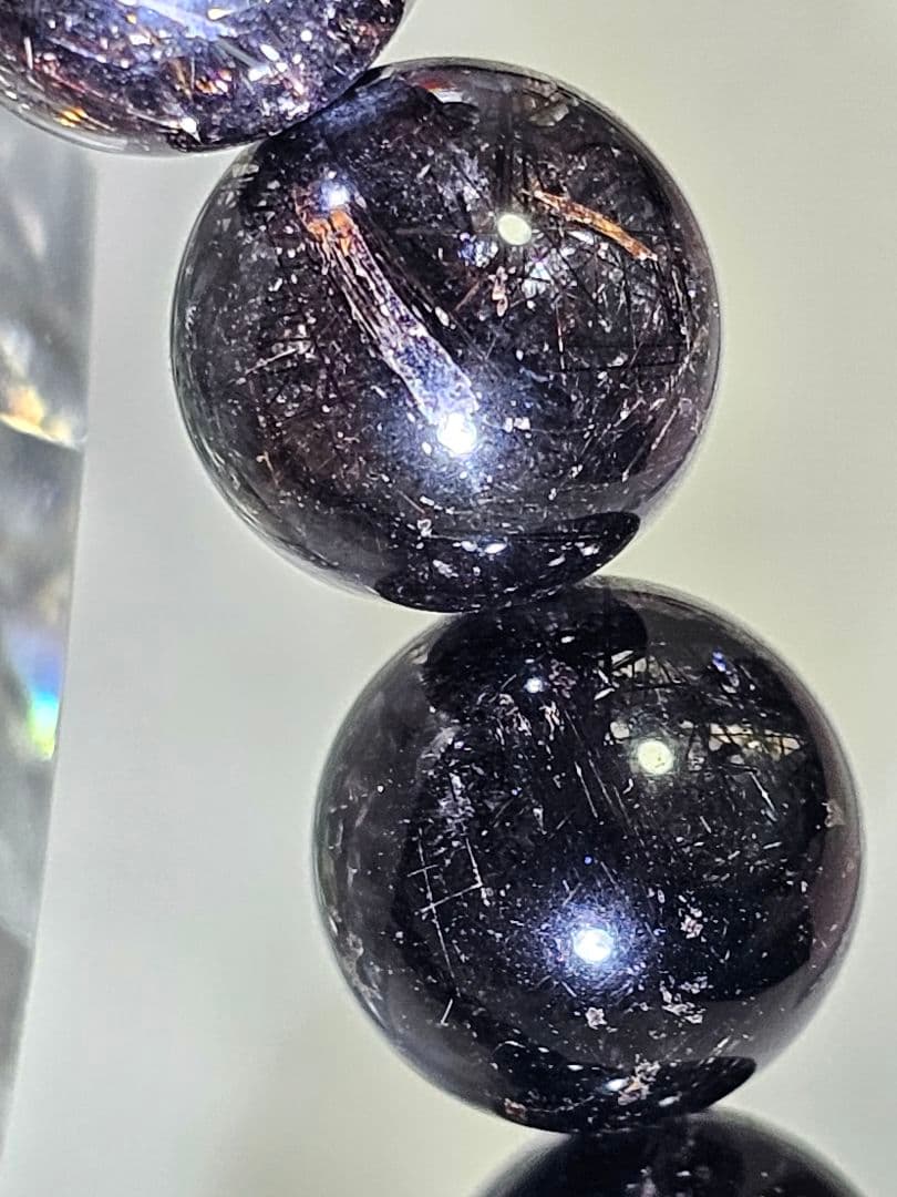 12.5㎜　ブラックルチルクォーツブレスレット