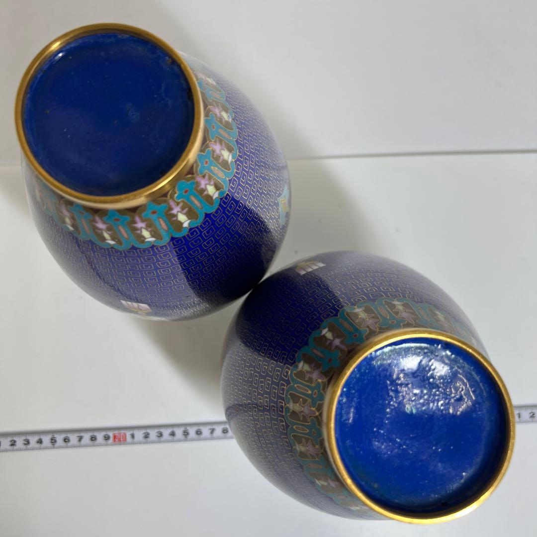 七宝　花瓶　２点　高さ29cm（台込）　東K8-0301☆2Fトコカウ