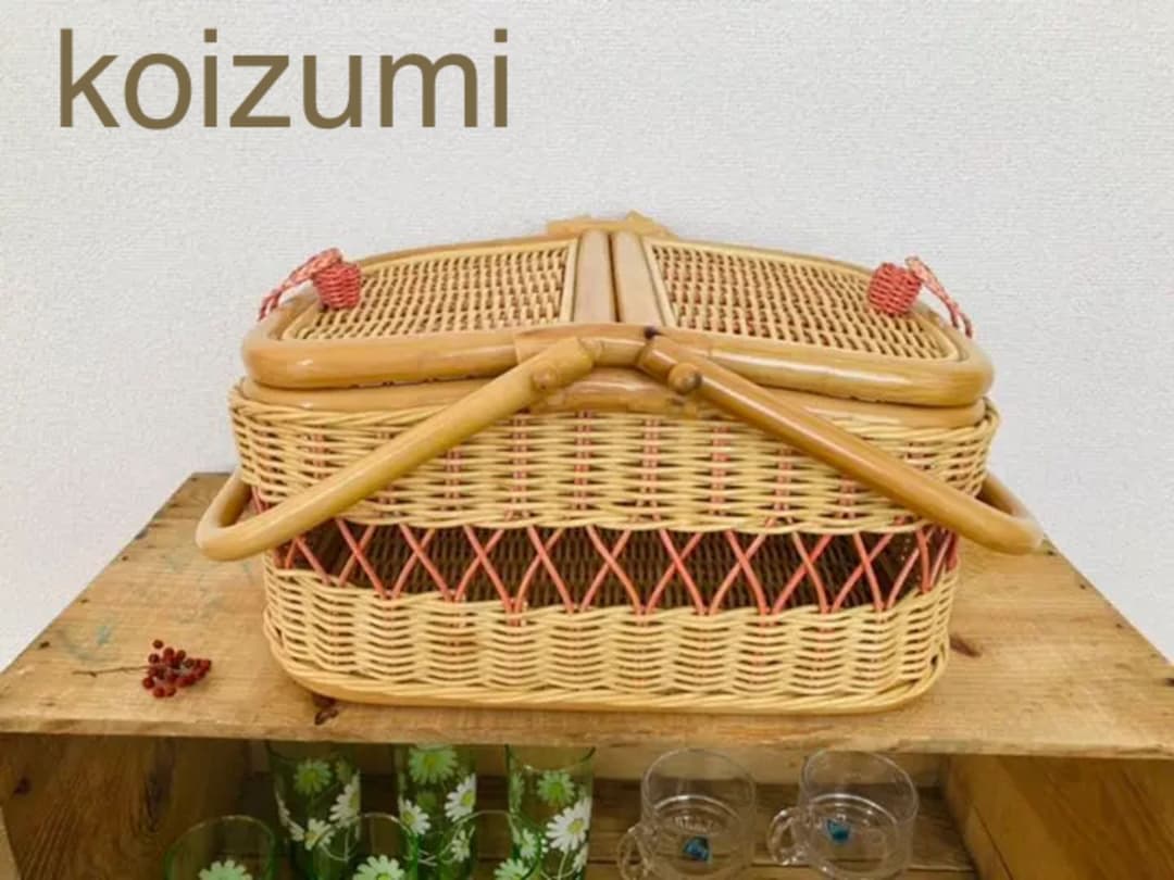 昭和レトロ⭐︎koizumi木製ピクニックバスケット