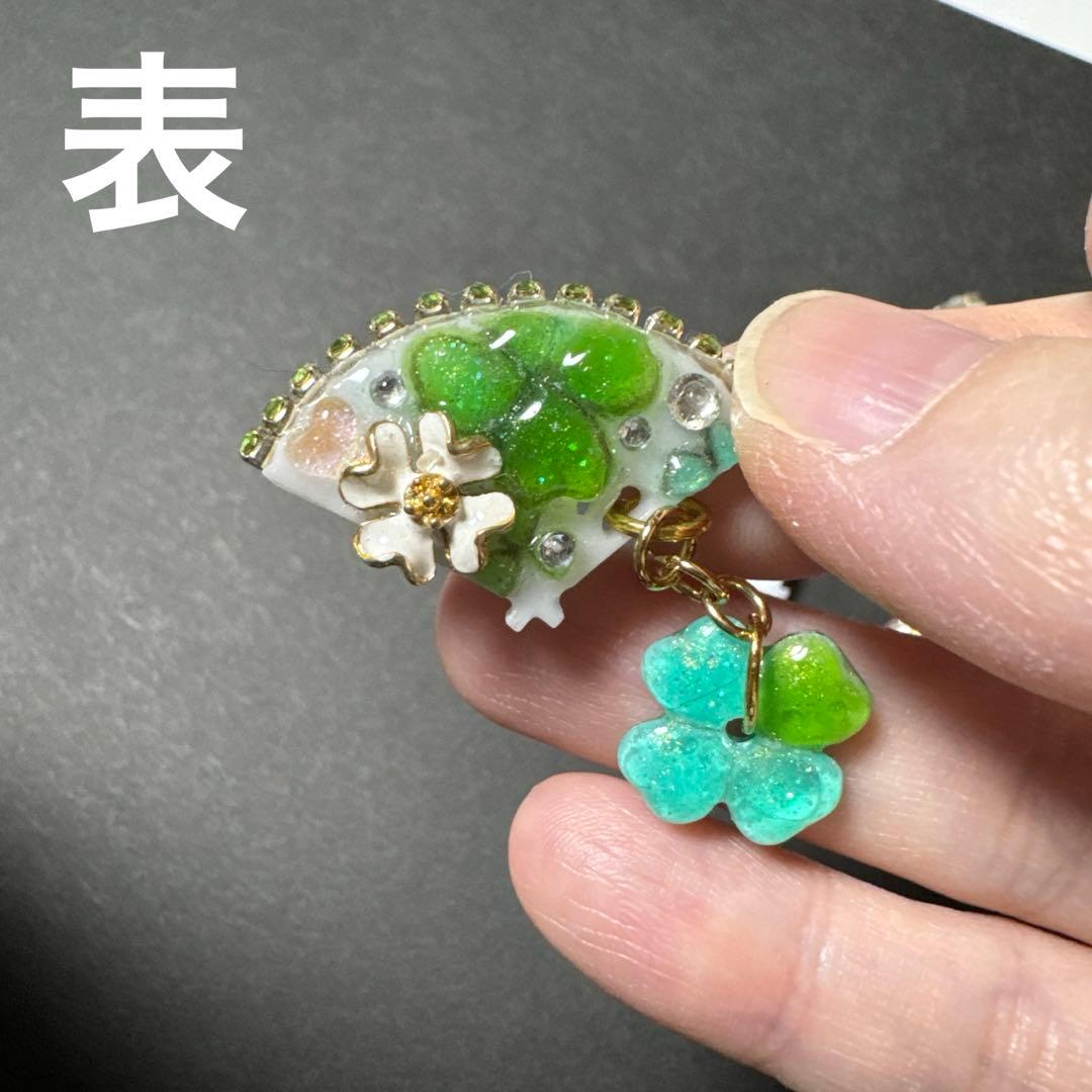 ☆キラキラ・薔薇・クローバー・ミニチュア・扇子・レジンチャーム・扇子パーツ☆