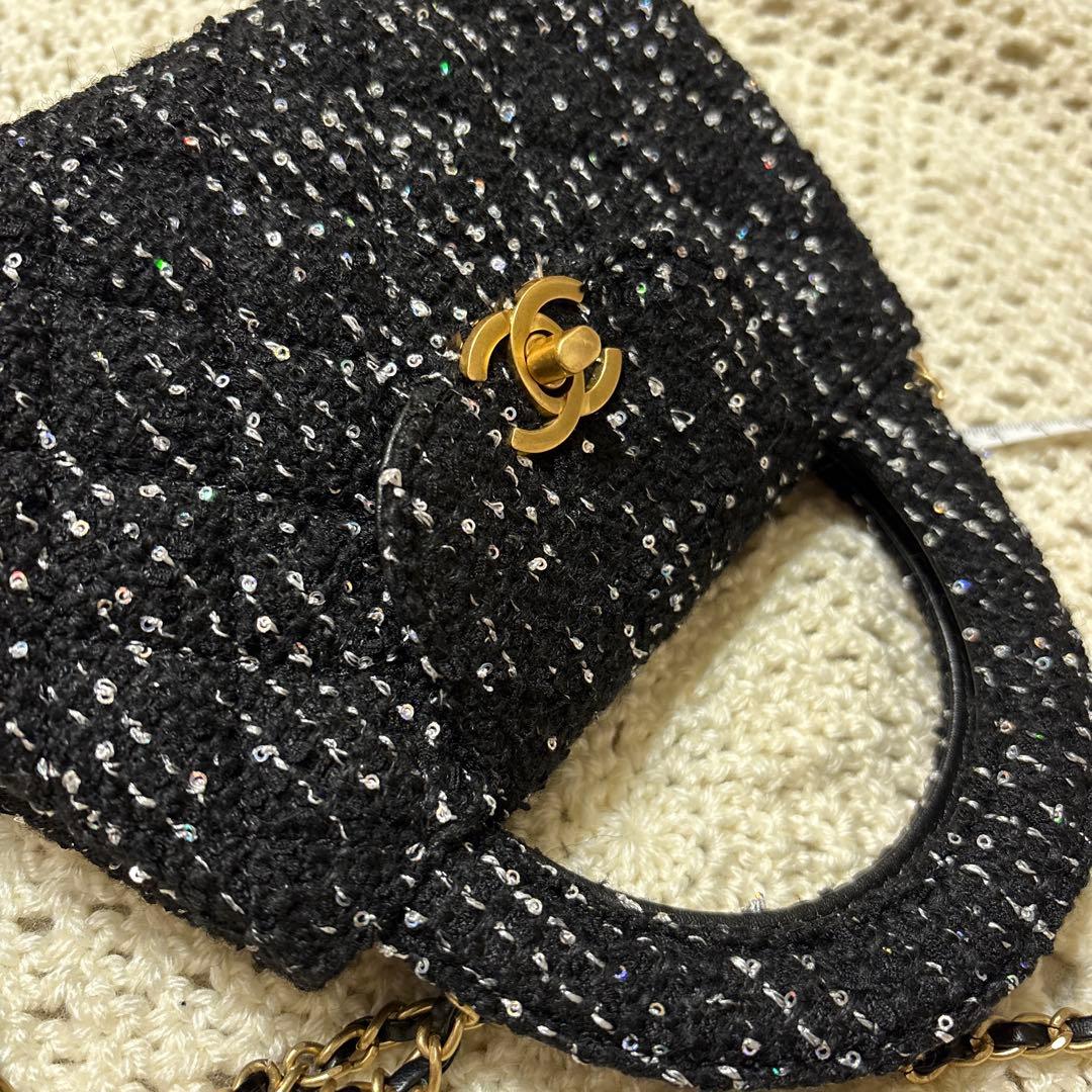 シャネル　CHANEL ノベルティ　黒 ツイード ショルダーバッグ　マトラッセ