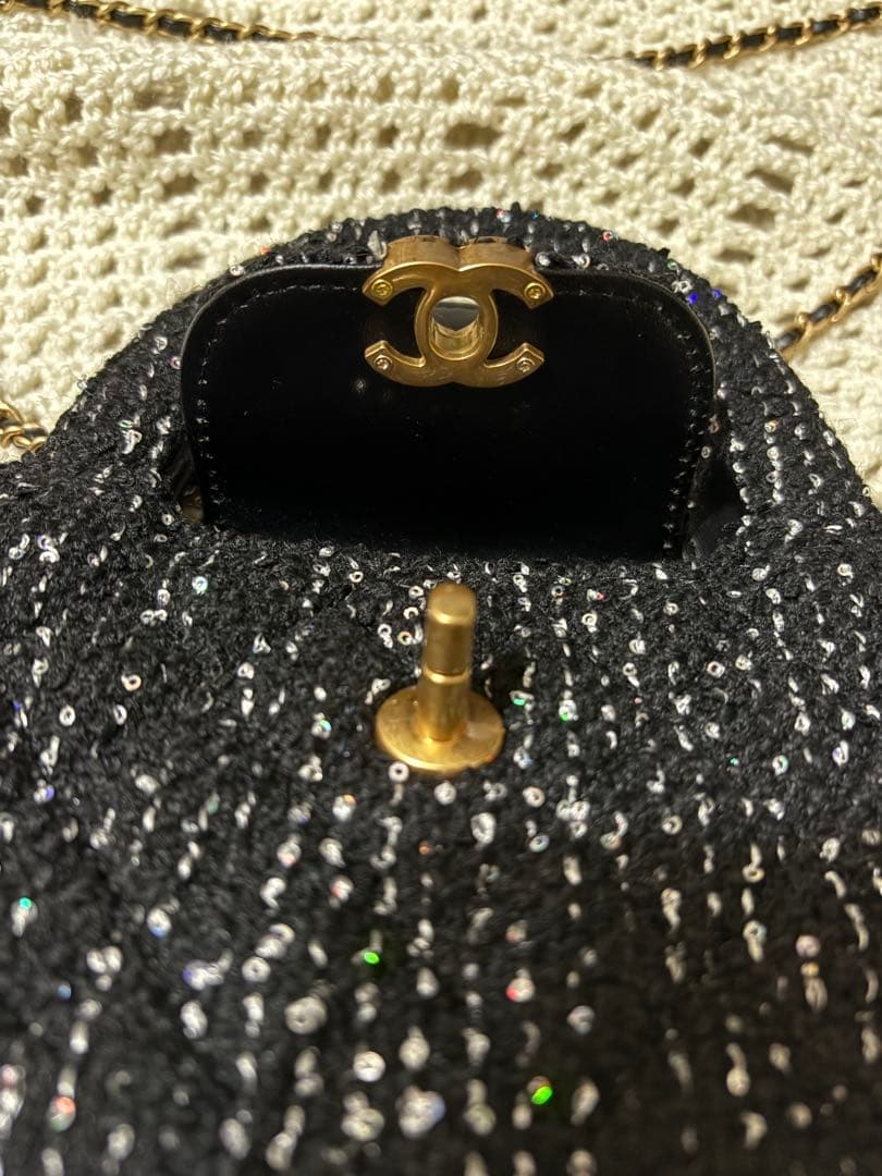 シャネル　CHANEL ノベルティ　黒 ツイード ショルダーバッグ　マトラッセ
