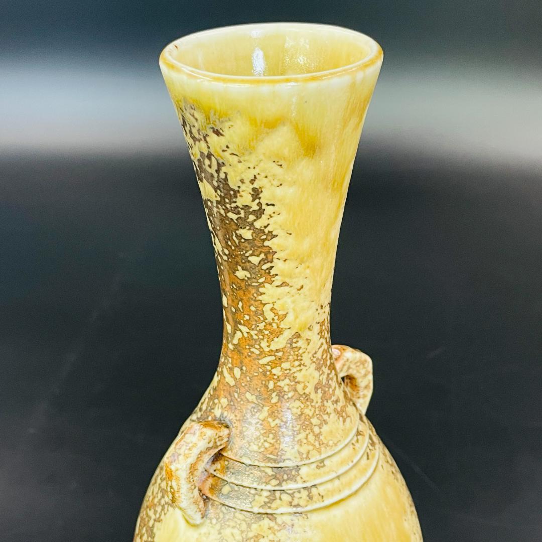 美品 信楽焼 花瓶 今井紫峯 作 耳付ツル首 高さ30cm R8SA118
