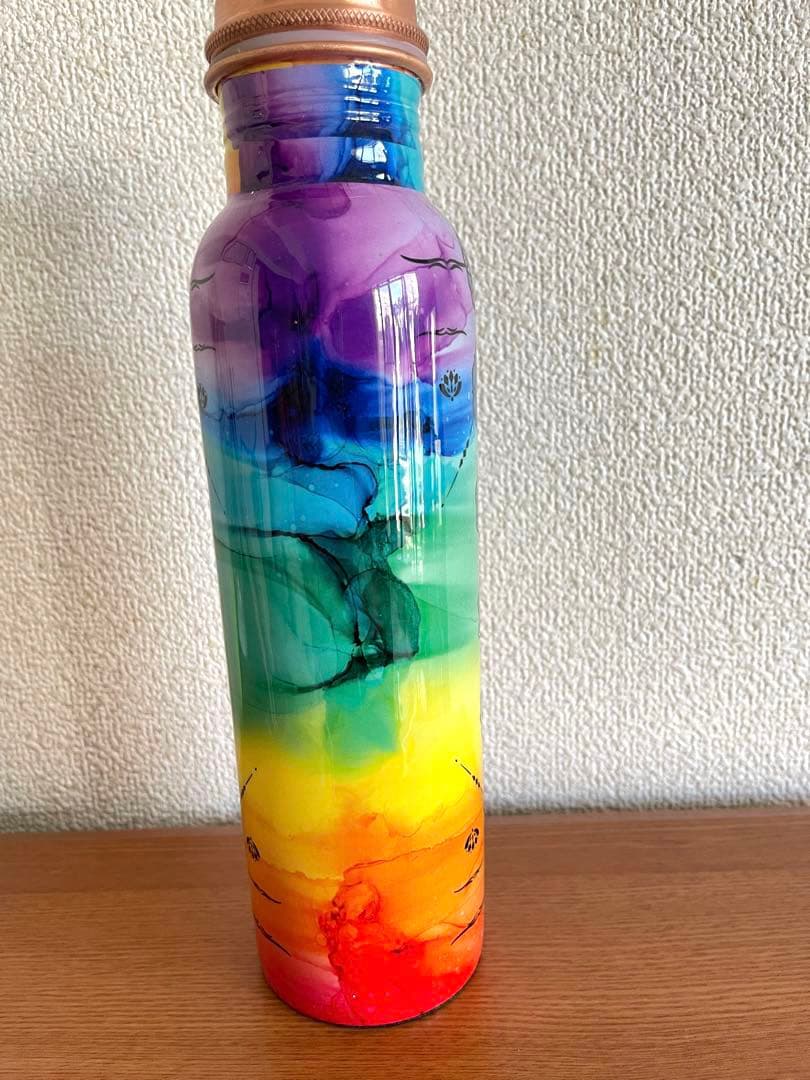 銅製ウォーターボトル 7チャクラ柄100%Copper Bottle FCB7