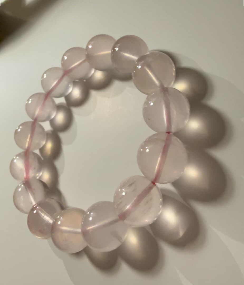 天然石六芒星粉クリスタルブレスレット14mm