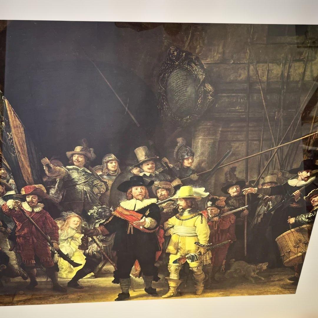 レンブラント 夜警 立体複製名画 絵画 額付き インテリア アート