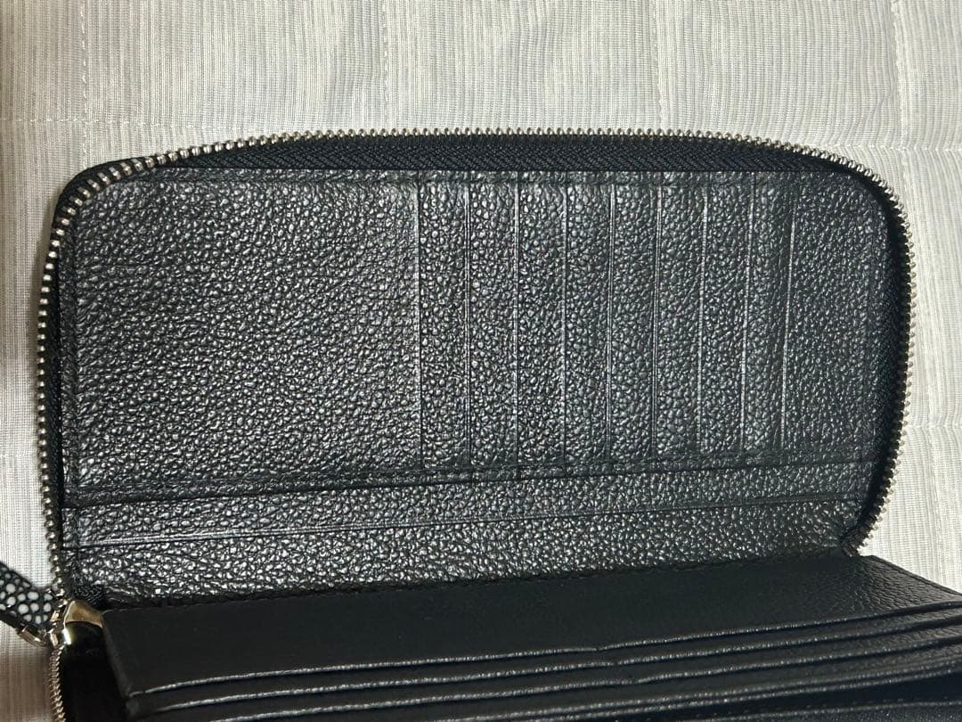 スティングレー　本革　財布　ダークブラウン　パール(目玉模様)　観音開き