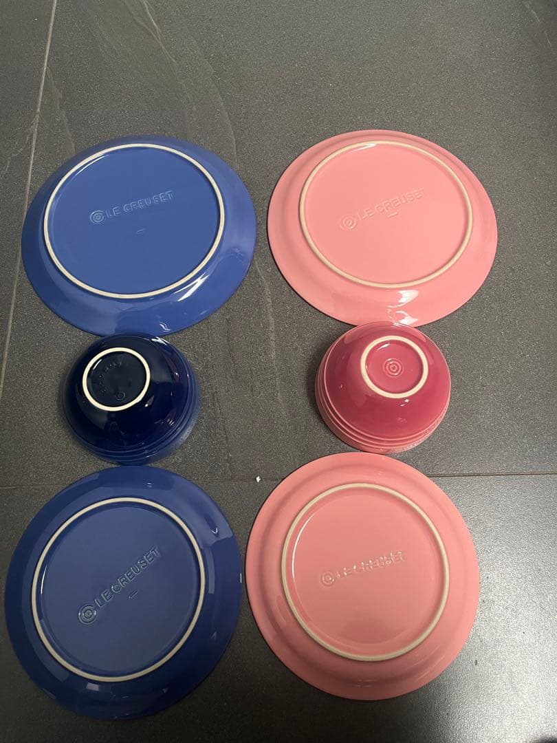 ル・クルーゼ　ピンクとブルー（ローズとコバルトかも）3種×2セット