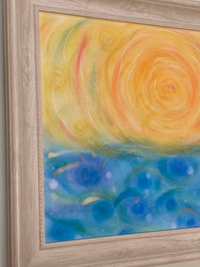 パステル画 「太陽と海」