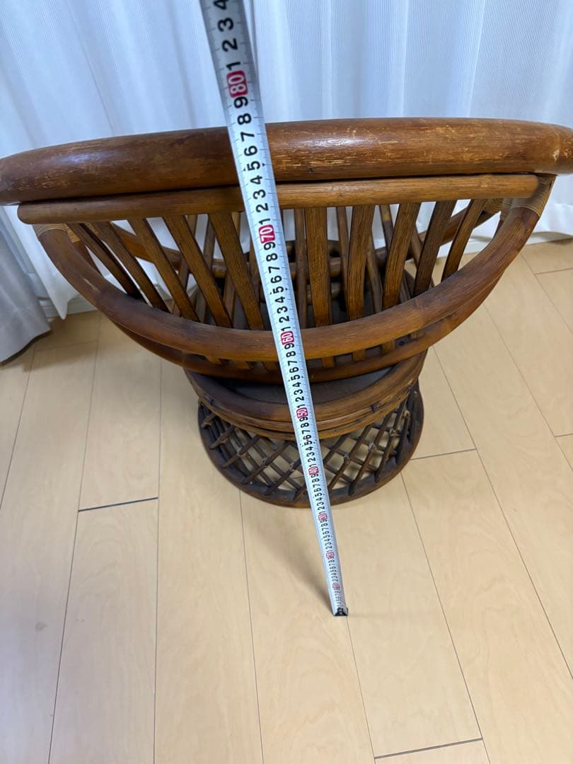 【昭和レトロ】ラタン回転チェア 円形 藤家具 ヴィンテージ　アジアン