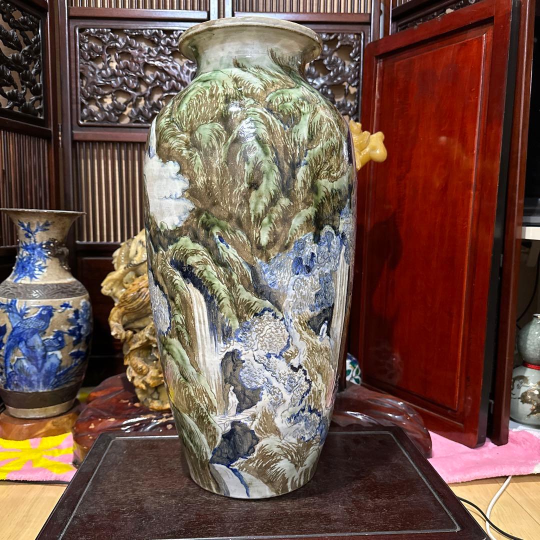 希少　骨董品　中国美術　特大　中国花瓶　壺