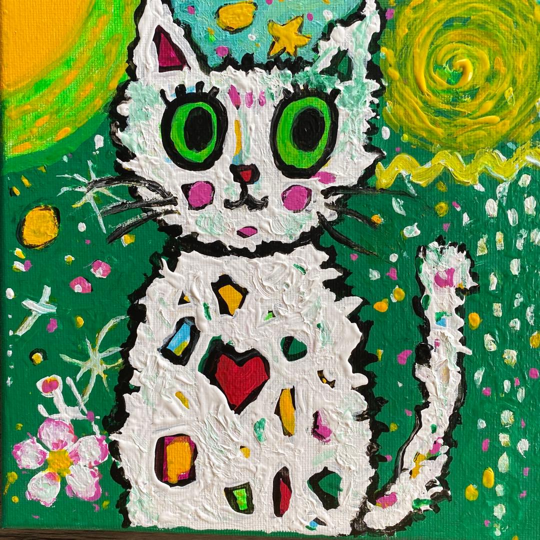 POPアート カラフルな猫 抽象画キャンバスアクリル画インテリア「kitty絵画