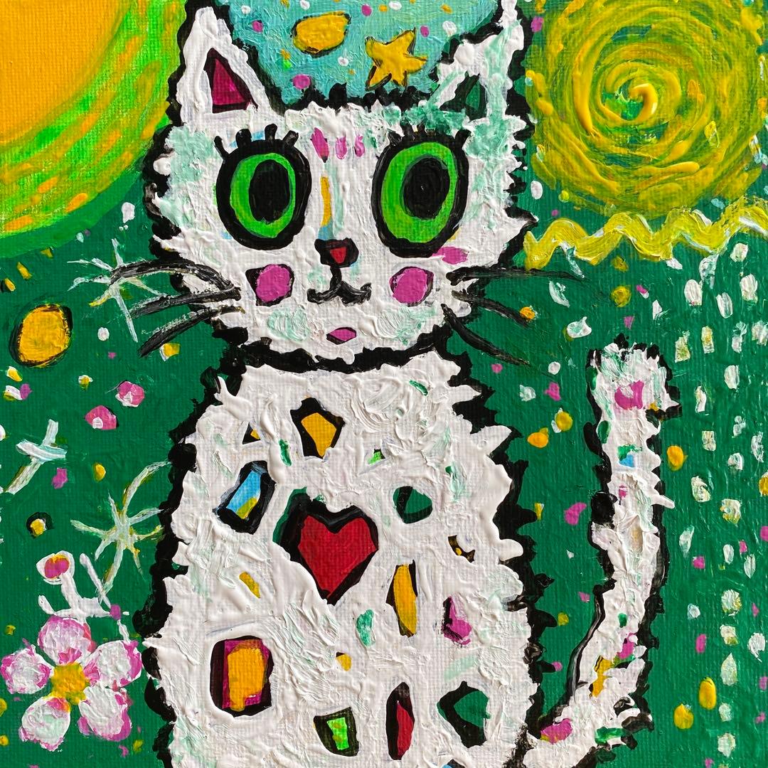 POPアート カラフルな猫 抽象画キャンバスアクリル画インテリア「kitty絵画