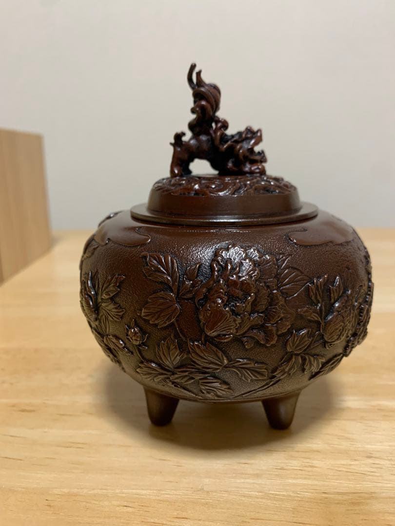 【美品】米田陵山 高岡銅器 高級銅製香炉 伝統工芸品
