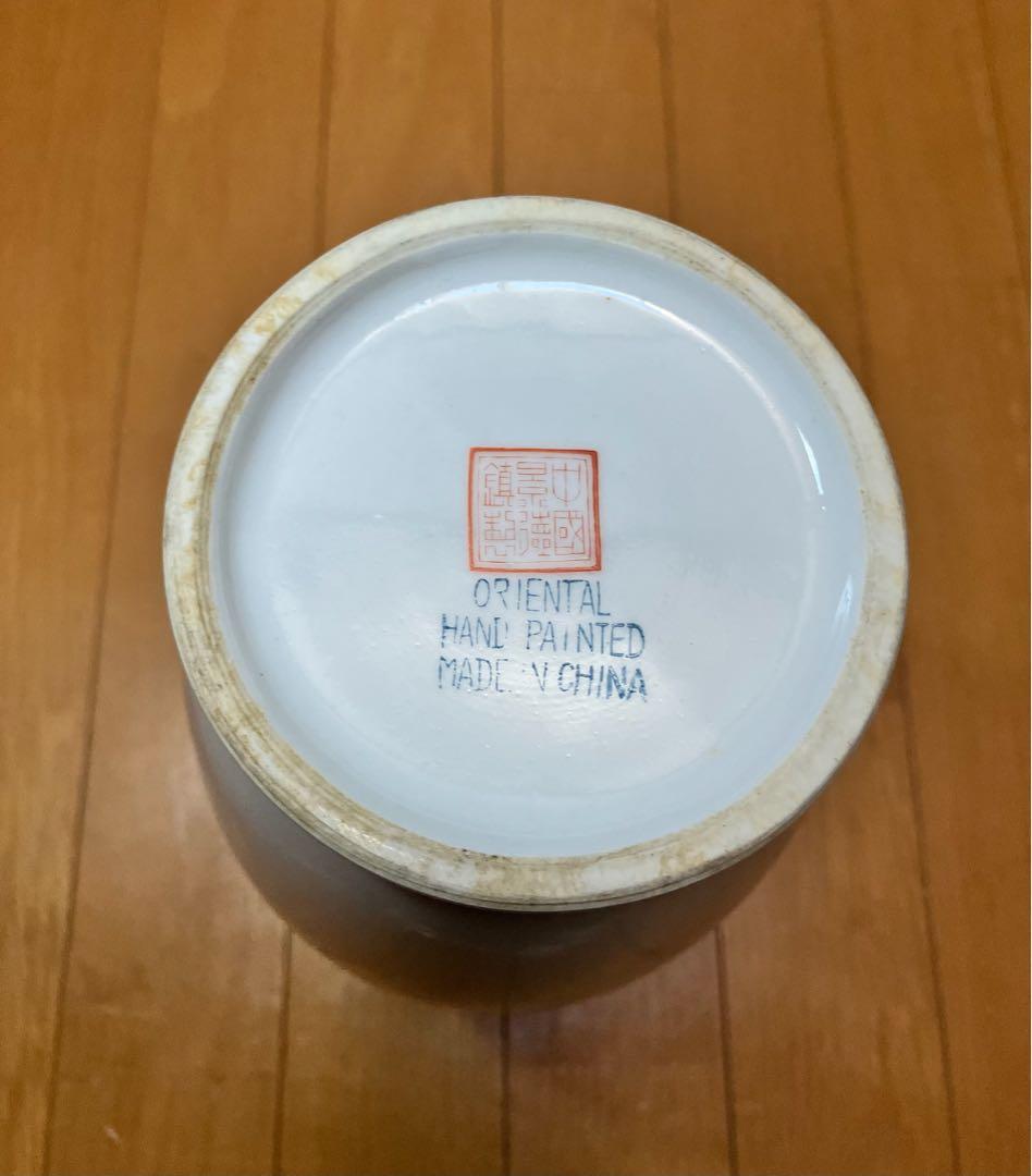 景徳鎮製　粉彩 色絵　山水風景図　花瓶　中國古美術　唐物