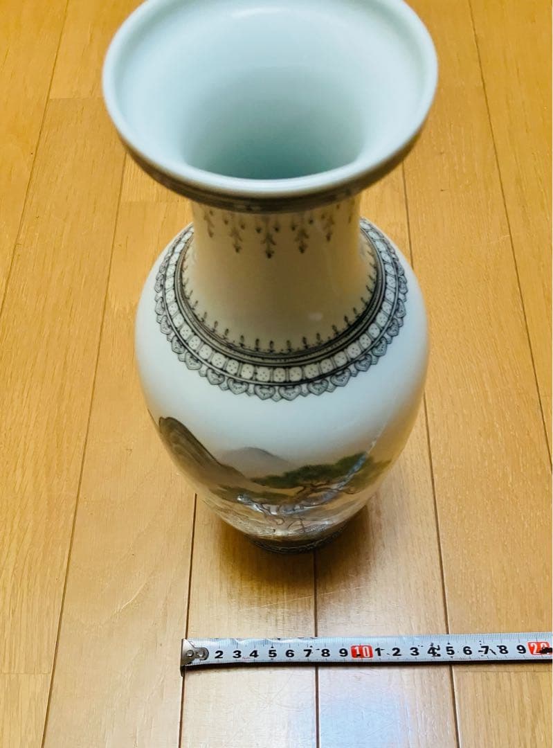 景徳鎮製　粉彩 色絵　山水風景図　花瓶　中國古美術　唐物