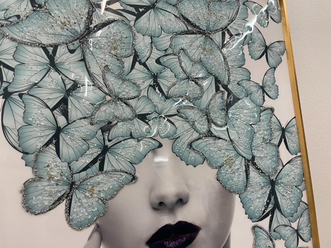 水晶絵　アートパネル　クリスタル　立体　絵画　アート　フラワー　Lady　女性