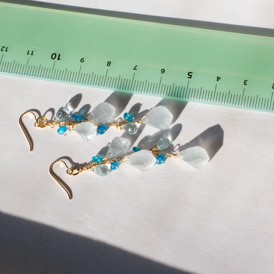 14kgfシルバーアクアマリンツイストピアス/イヤリング