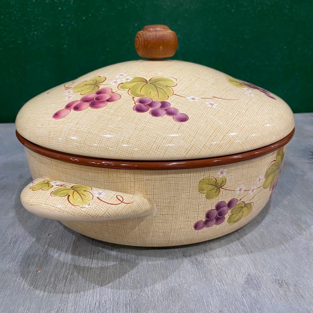 未使用 エジリー EJIRY 希少 レア 華ぶどう ホーロー鍋 葡萄 26cm