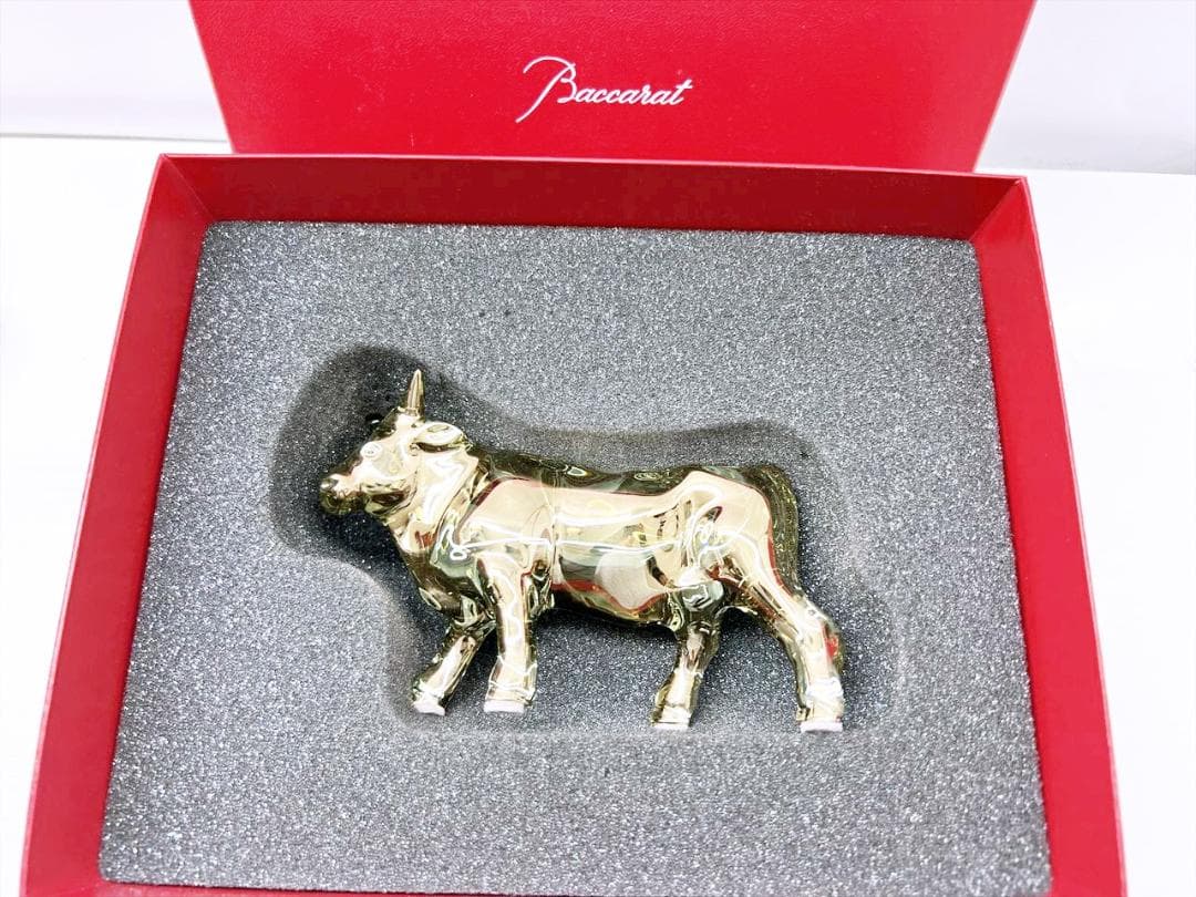 美品　Baccarat　バカラ　牛　うし　フィギュリン　置物　ゴールド