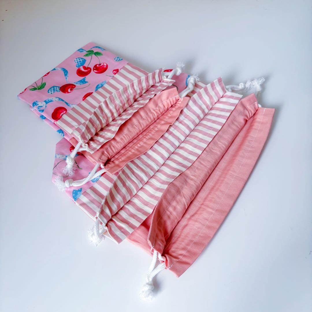 入園入学７点セット さくらんぼ柄　ピンク レッスンバッグ　上履き入れ 体操服袋