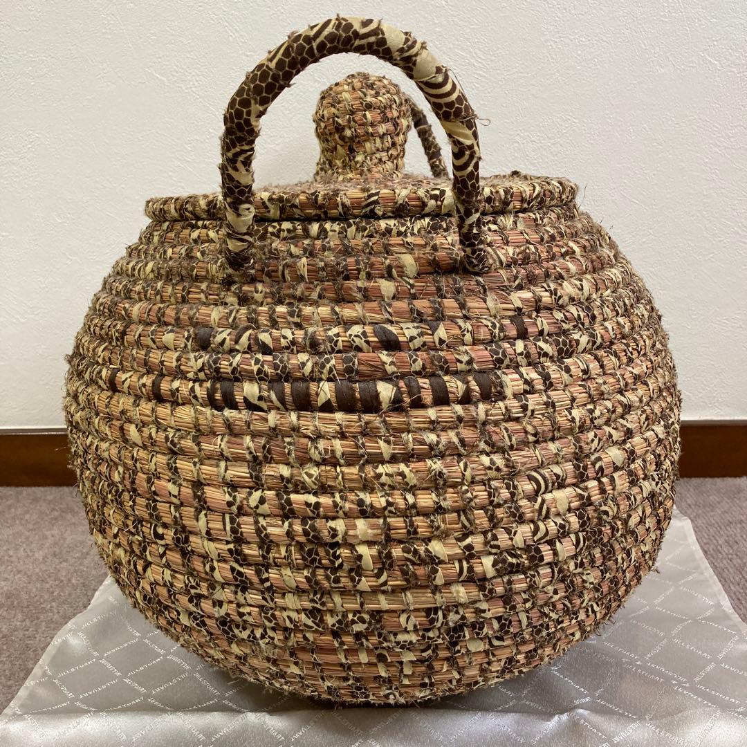 【匿名配送】アフリカ　水草　ハンドメイド　フタ付きバスケット